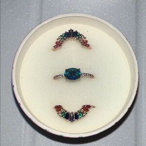 Vibrant Blue and Multicolor Gemstone Ring Set